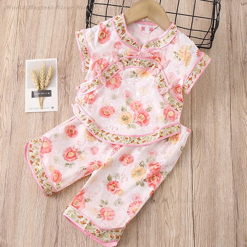 Summer Clothing Baby Girl - 아기 소녀 당나라 정장 여름 인쇄
