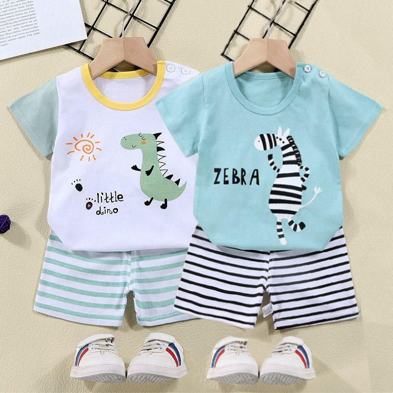 Summer Clothing Baby Girl - 코튼 티셔츠 + 반바지 2 피스