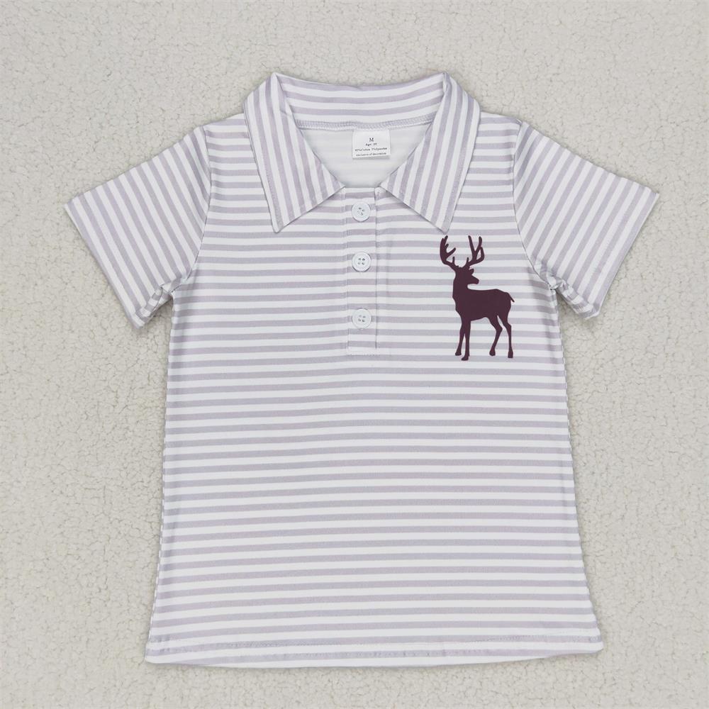 아동용 반팔 셔츠, 사슴 줄무늬 라펠 단추 티, 유아용 - Summer Clothing Wholesale 리뷰 및 가격