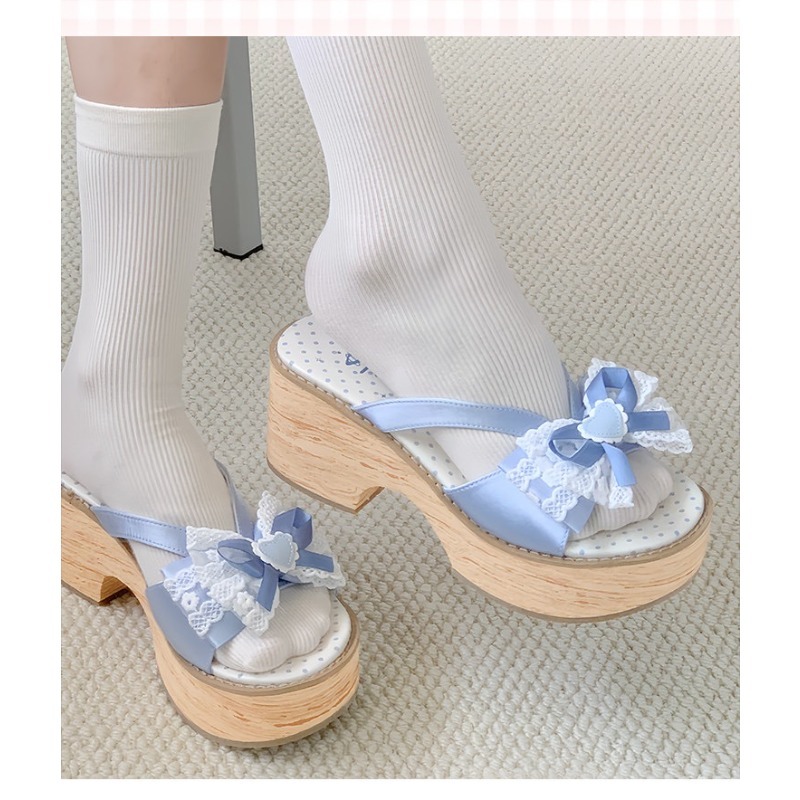 스윗 보우 우드 그레인 두꺼운 바닥 플랫폼 슬리퍼 여성 - Summer Clothing Stores 리뷰 및 가격