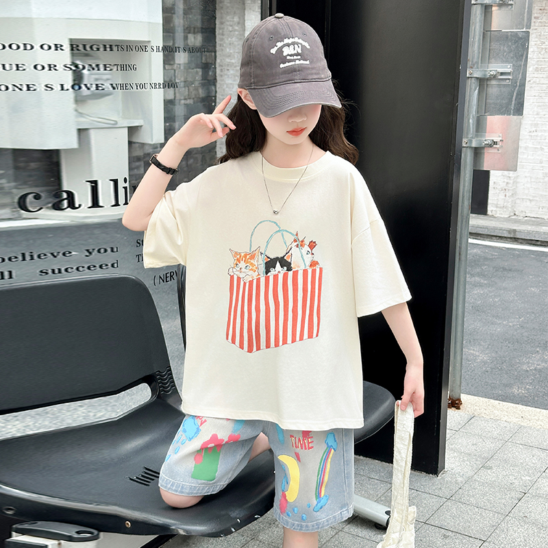 십대 소녀 여름 상하의 세트, 드로잉 프린트 키즈 아동 - Summer Clothing Drawing 리뷰 및 가격